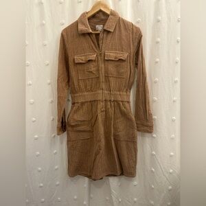 J Crew Camel Brown Zip Up Corduroy Dress